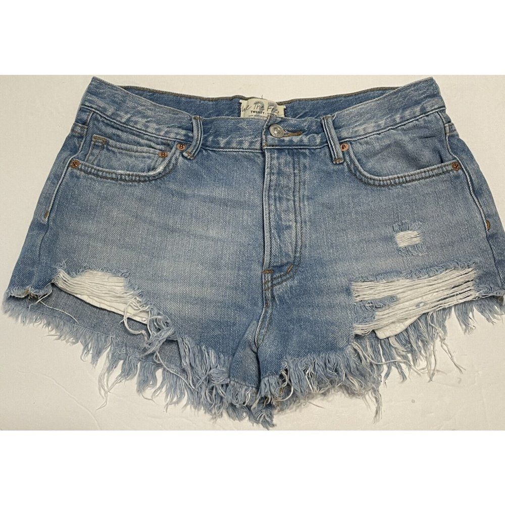 We The Free Woman’s Sz 27 Button Fly Jean Cutoff Shorts Festival Distressed